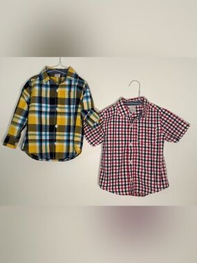 Boys 2T Gymboree plaid shirts: short sleeve and long sleeve ( w/roll up option)